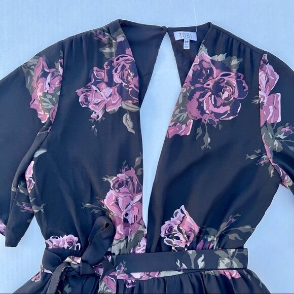 Tobi Floral Romper Lovely Roses Black and Purple Size S - Picture 3 of 9